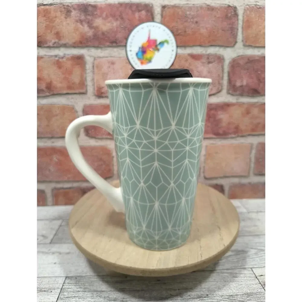 Starbucks 16oz Mermaid Logo Tall Latte Cup Mint Green Geometric Design 2017